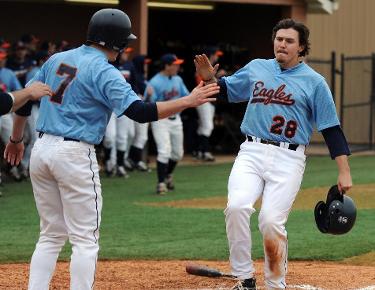 Trojans use timely hitting to defeat Eagles 3-1