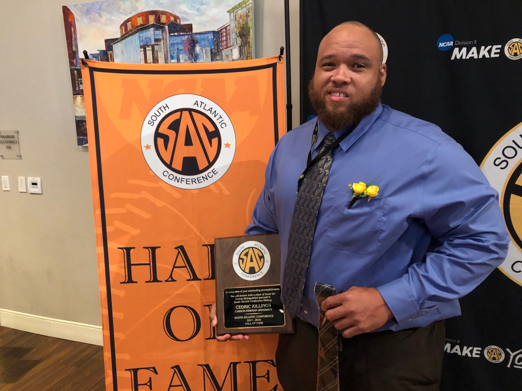 Cedric Killings gets inducted into the South Atlantic Conference Hall of Fame, May 31, 2018