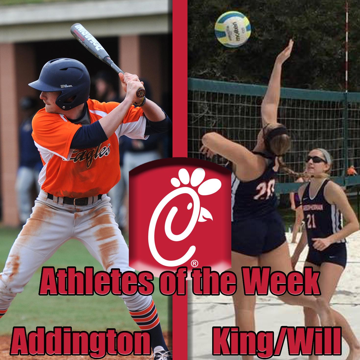 Addington, Will and King snag Chick-Fil-A Athlete of the Week honors