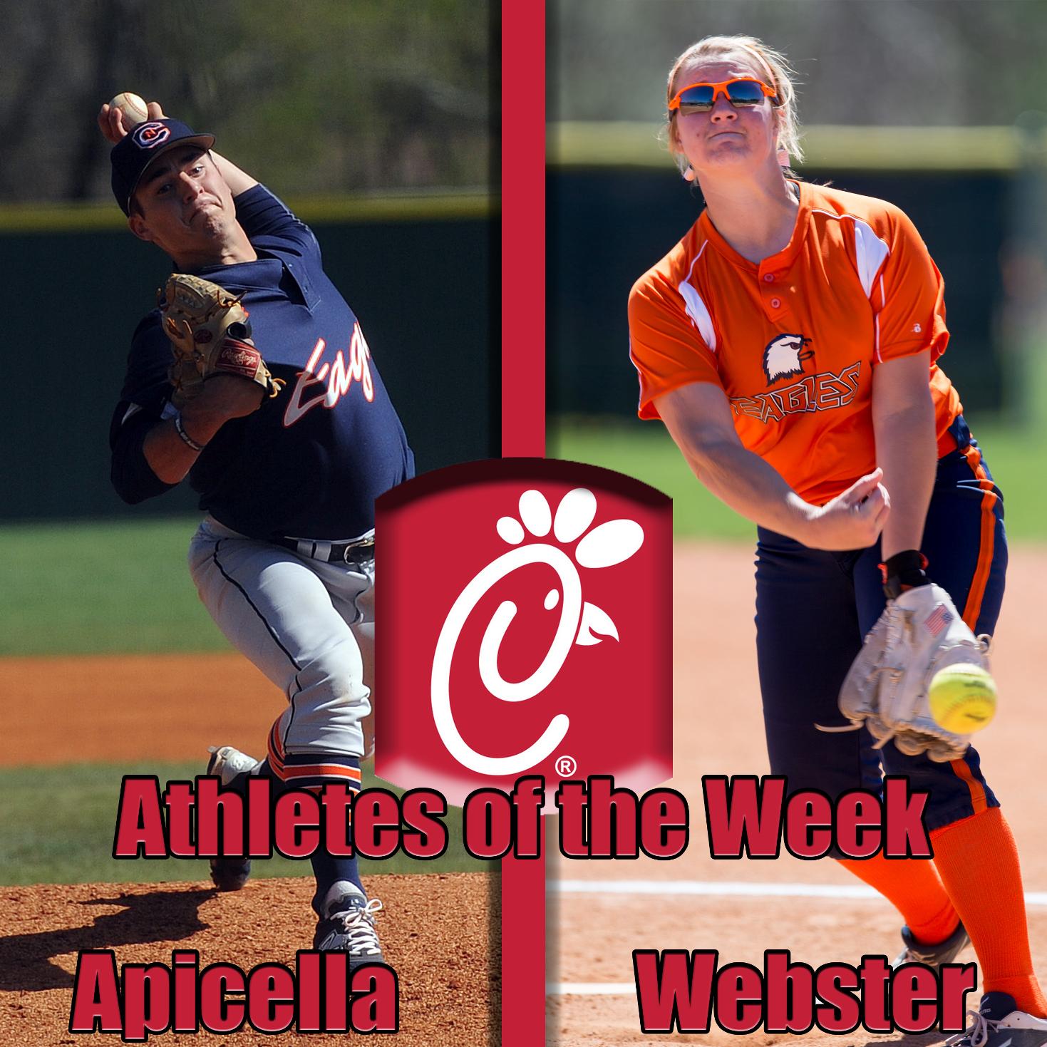 Apicella, Webster garner Chick-Fil-A Athlete of the Week honors