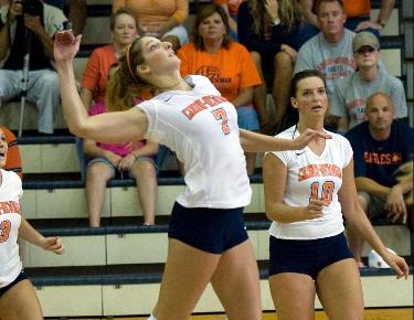 Competitive Eagles fall in four sets to No. 9 Wingate