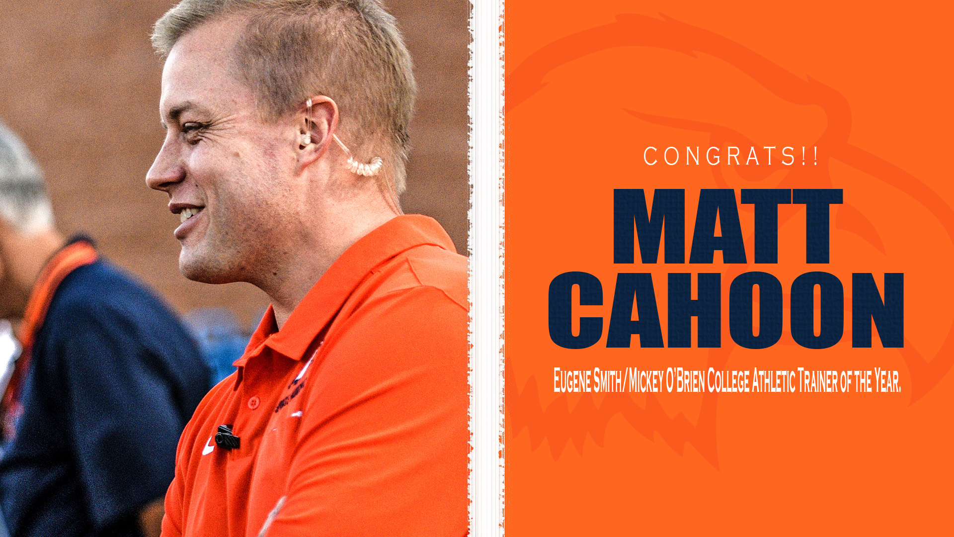Cahoon lauded with Tennessee Athletic Trainers' Society's Eugene Smith/Mickey O'Brien College Athletic Trainer of the Year.