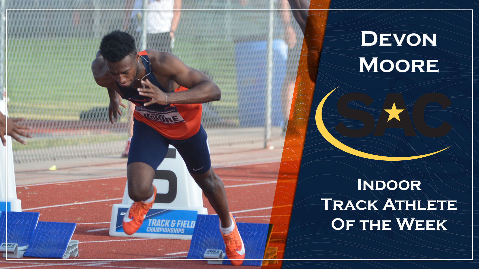 Moore honored as SAC Indoor Track Athlete of the Week for third time this season