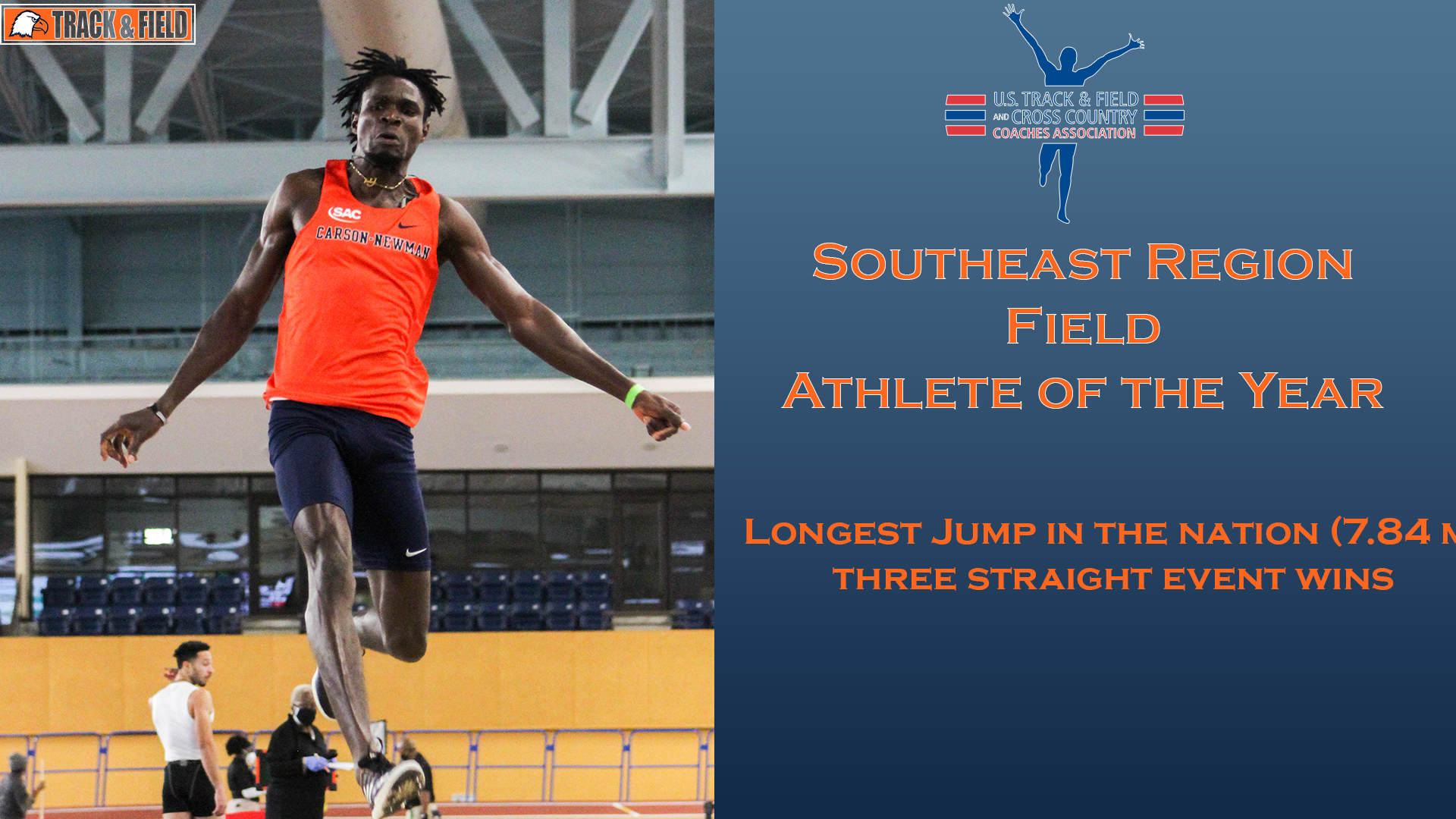 Moore, Oreva named USTFCCCA Southeast Region Indoor Track & Field Athletes of the Year