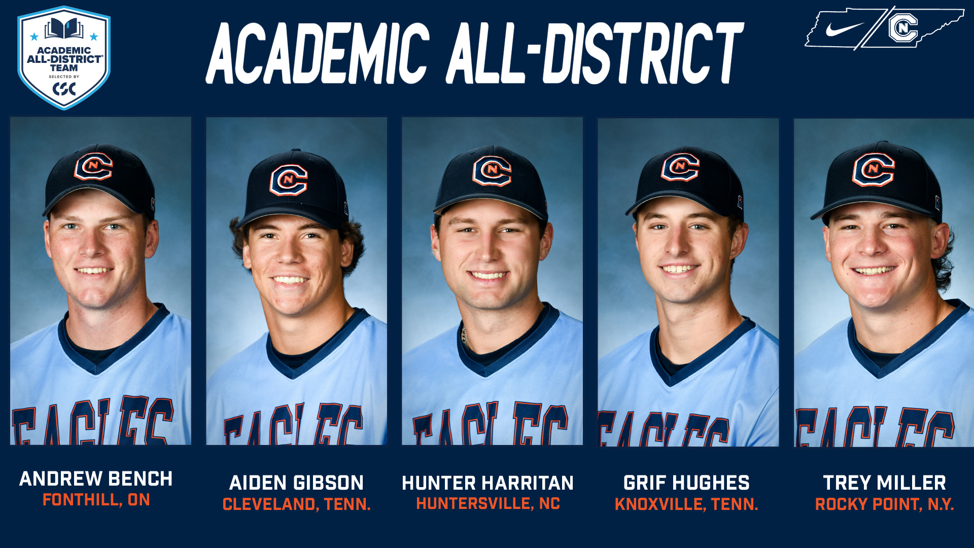Five Eagles named CSC Academic All-District