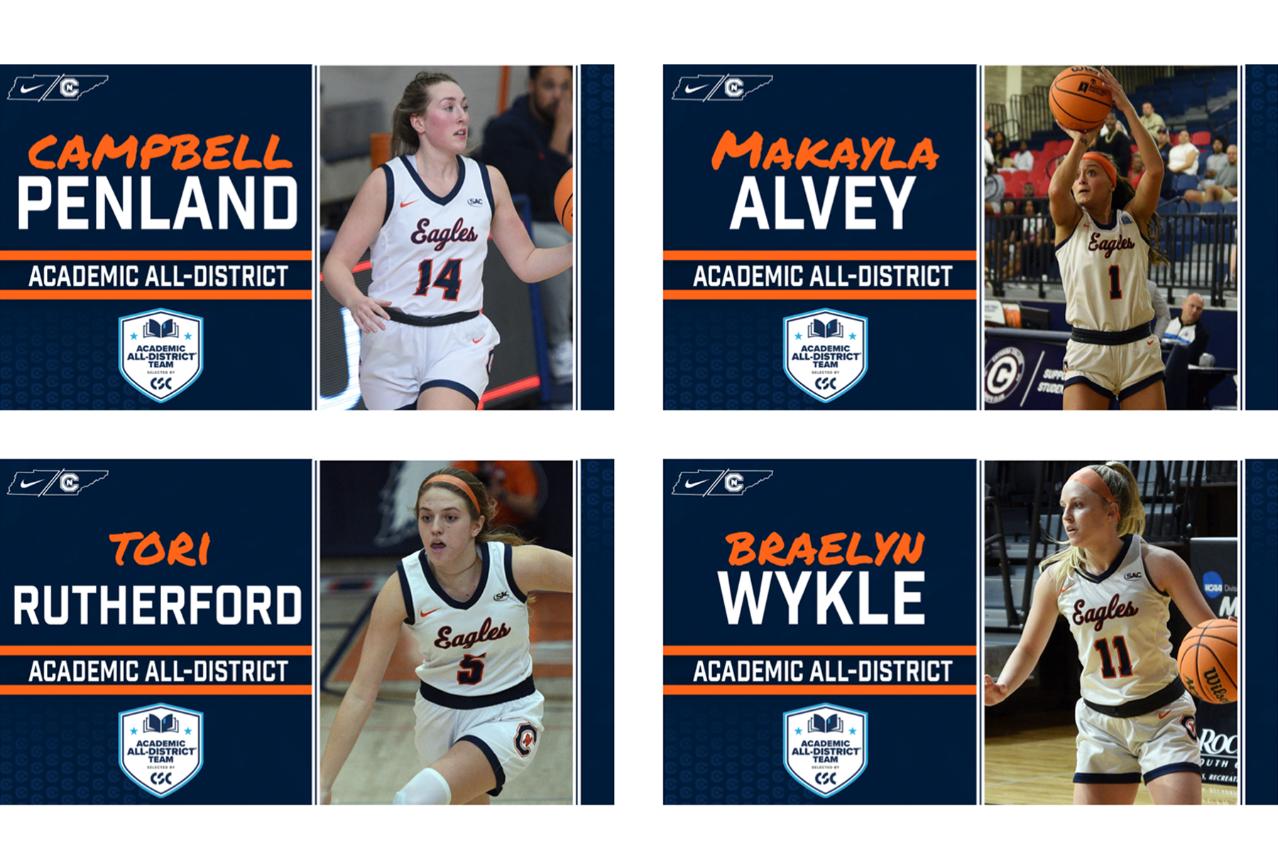 Four Lady Eagles earn CSC Academic All-District honors