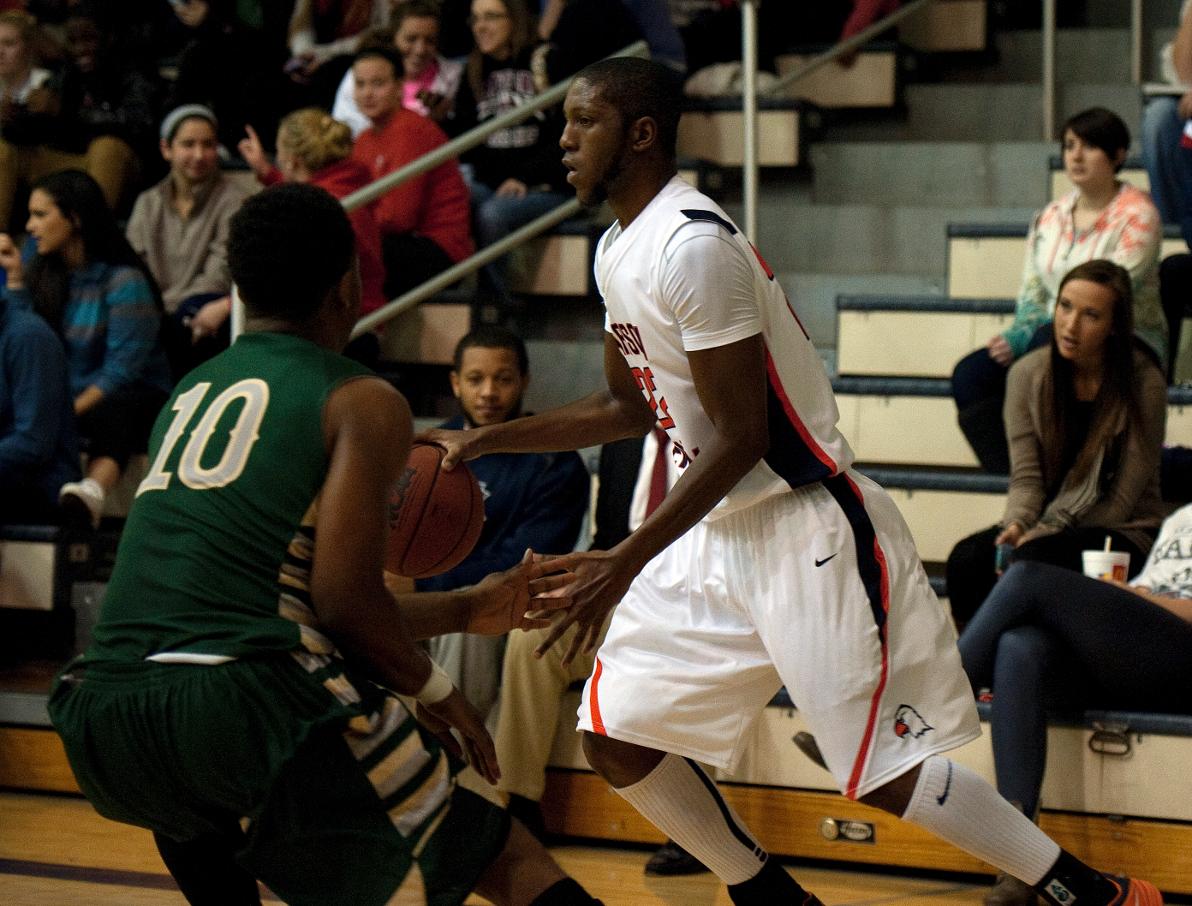 Carson-Newman All-American Antoine Davis handles the ball for the Eagles against Lees-McRae in a 98-70 win over the Bobcats during the 2013-14 season.