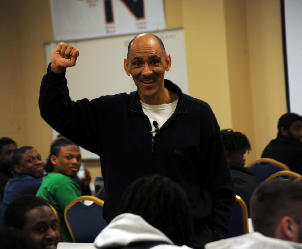Dungy message to C-N football: “It’s what you do in the long run that counts.”