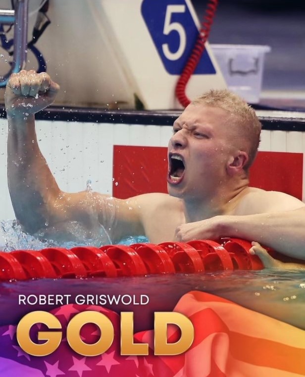 Former C-N swimmer and current USA Paralympic National Team member Robert Griswold sets new WR and gold in men's S8 100 backstroke at 2020 Tokyo Paralympic Games