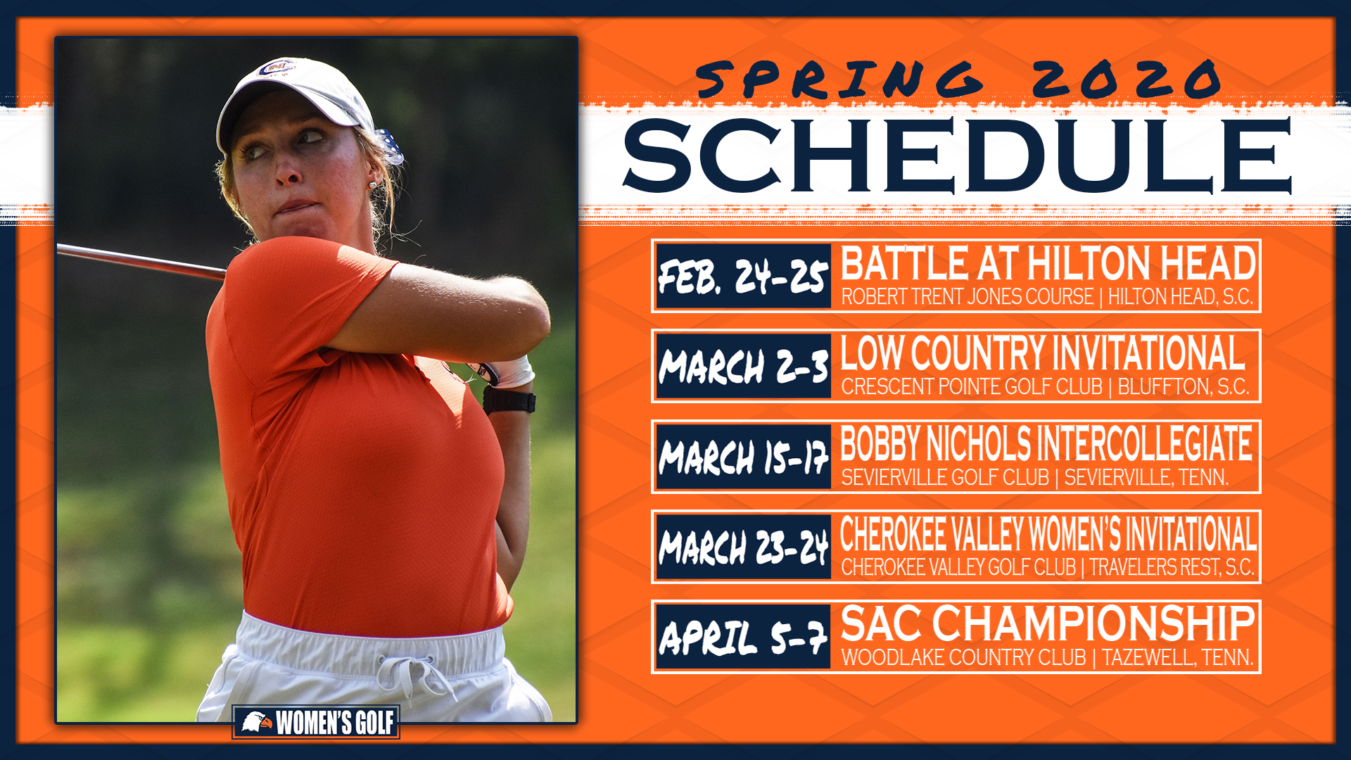 Spring brings four events before SAC Tournament for Eagles in 2020