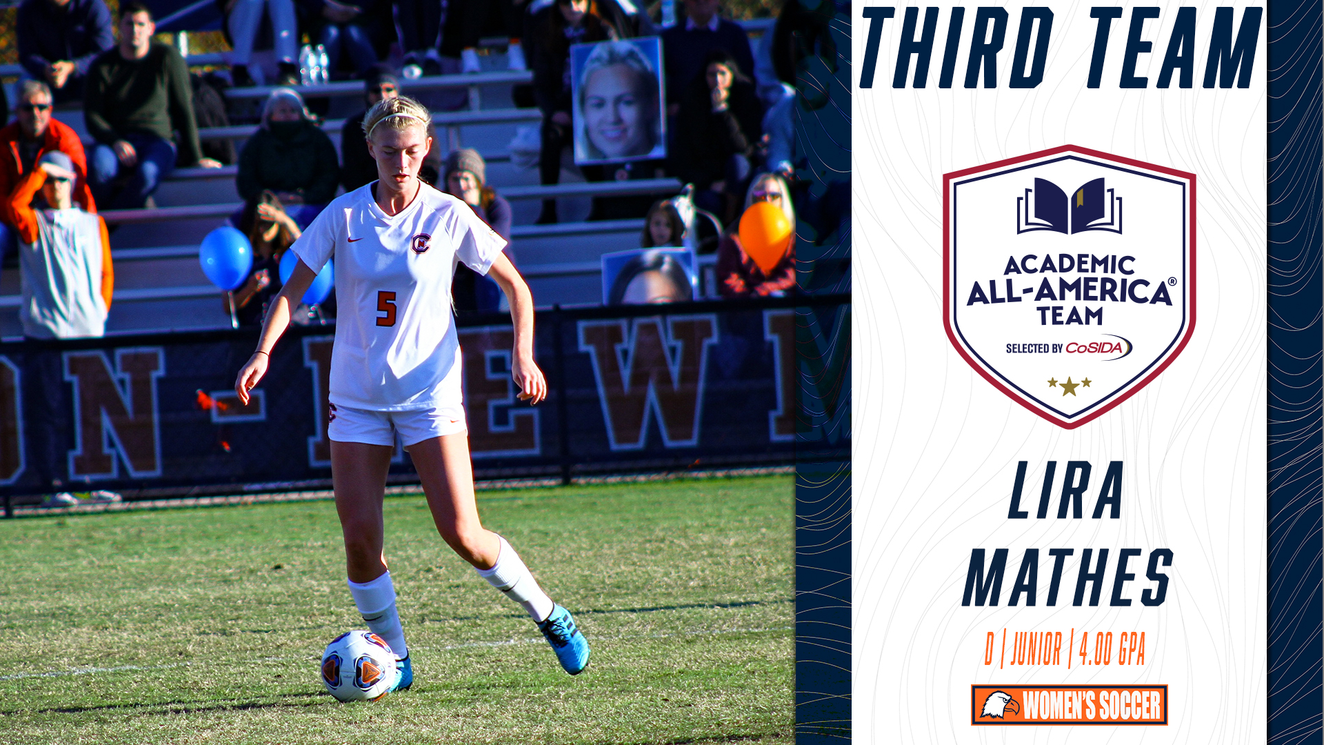 Mathes awarded with CoSIDA Academic All-American Third Team honors